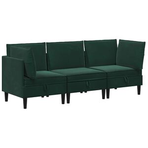 vidaXL Juego de muebles de sal&oacute;n 3 uds. Verde oscuro Terciopelo