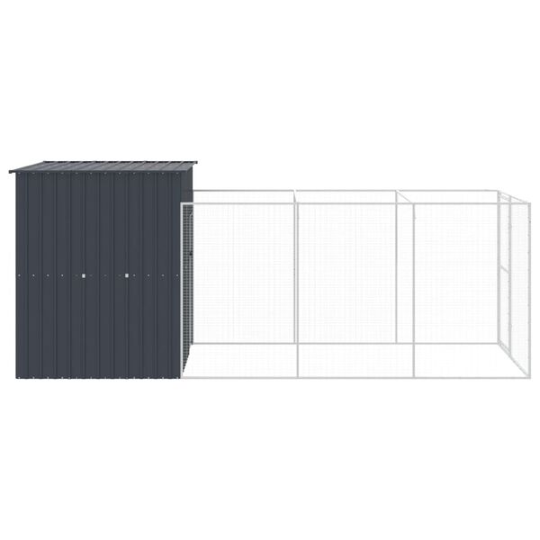 vidaXL Caseta de perros con corral acero galvanizado 165x455x181 cm
