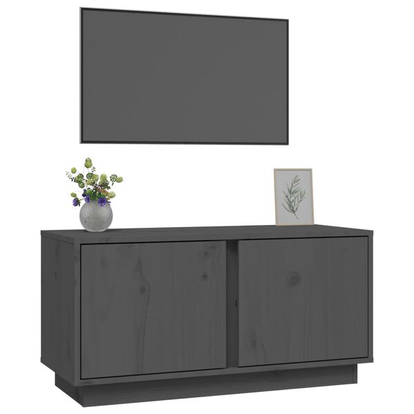 vidaXL Mueble de TV madera maciza de pino gris 80x35x40,5 cm
