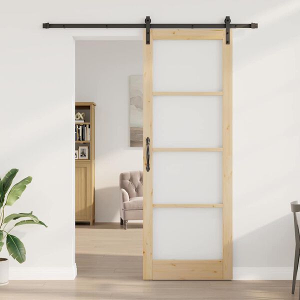 vidaXL Puerta Corredera ORKDAL Natural y negro 83 x 232 cm