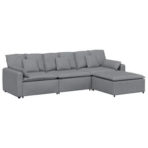 vidaXL Sof&aacute; modular con reposapi&eacute;s y cojines, color gris claro