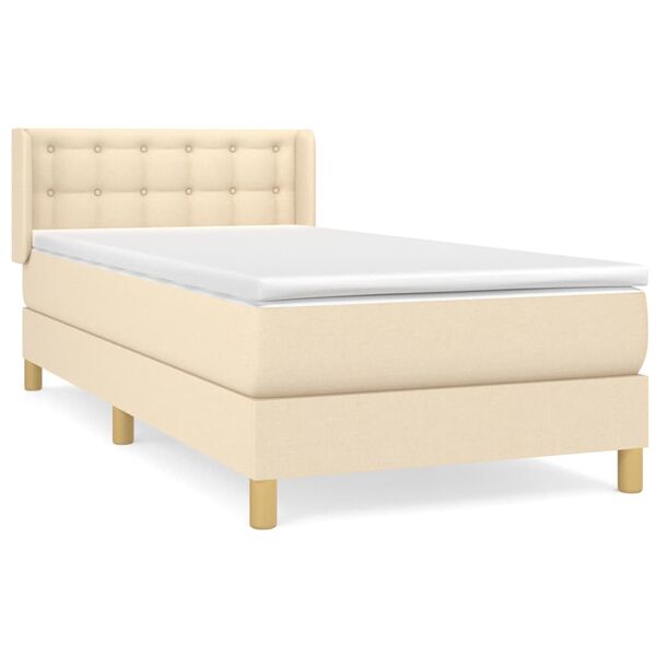vidaXL Cama box spring con colch&oacute;n tela color crema 90x190 cm