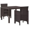 vidaXL Conjunto de Comedor de Jard&iacute;n 3 pcs Marr&oacute;n Polipropileno