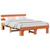 vidaXL Estructura de cama con cabecera Marr&oacute;n cera 140 x 200 cm