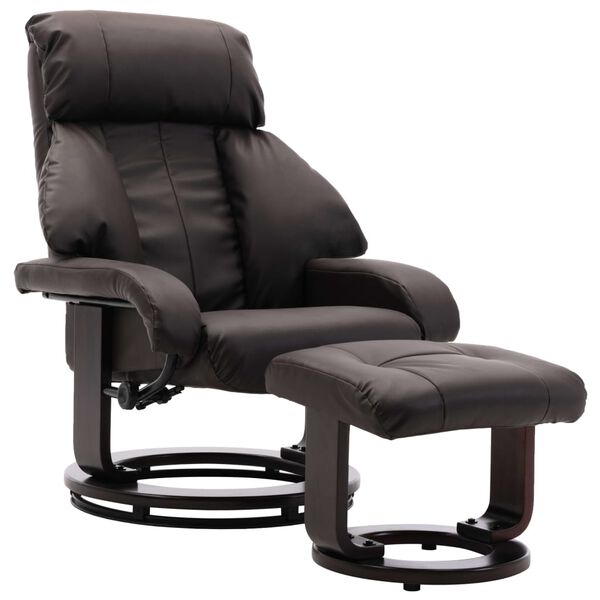 vidaXL Sill&oacute;n reclinable para TV con reposapi&eacute;s cuero sint&eacute;tico marr&oacute;n