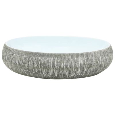 vidaXL Lavabo sobre encimera ovalado cerámica gris y azul 59x40x15 cm
