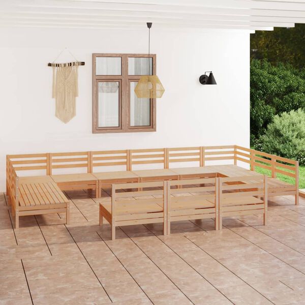 vidaXL Juego de muebles de jard&iacute;n 13 piezas madera maciza de pino