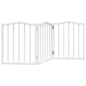 vidaXL Puerta para perros plegable 3 paneles madera &aacute;lamo blanca 150cm