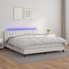 vidaXL Cama box spring colch&oacute;n y LED cuero sint&eacute;tico blanco 180x200 cm