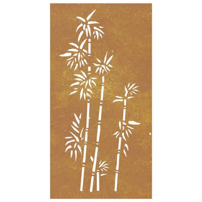 vidaXL Adorno de pared de jardín acero corten diseño bambú 105x55 cm