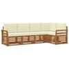 vidaXL Conjunto de sof&aacute;s de exterior 5 uds. Natural y Crema Poli&eacute;ster