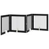 vidaXL Puerta para perros plegable con soportes 4 pcs Roble Negro