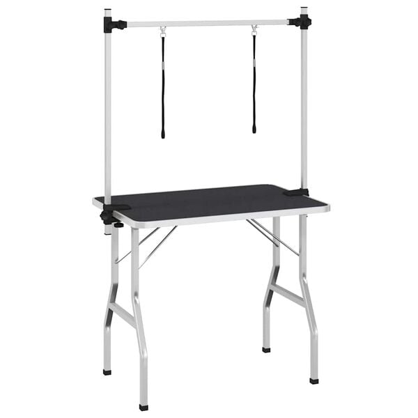 vidaXL Mesa de baño para perros, gatos y mascotas ajustable 2 lazos