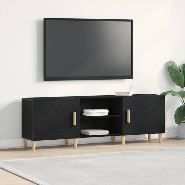 vidaXL Gabinete de TV Roble Negro 150 x 30 x 50 cm