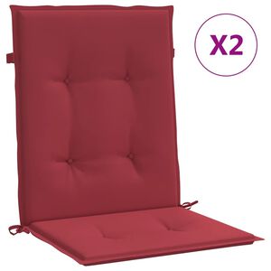 vidaXL Coj&iacute;n silla jard&iacute;n respaldo bajo 2 uds tela Oxford rojo tinto
