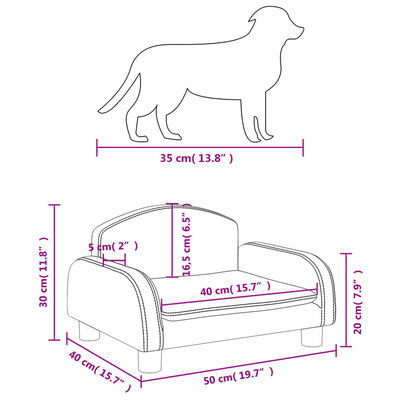 vidaXL Cama para perros de cuero sintético gris 50x40x30 cm