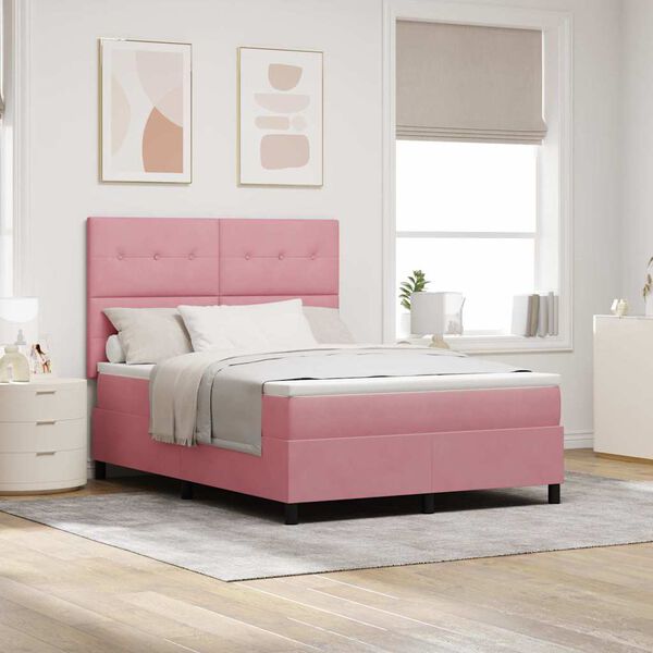 vidaXL Cama tipo Box Spring con colch&oacute;n Rosa 160 x 200 cm tela