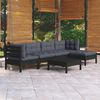 vidaXL Muebles de jard&iacute;n 6 pzas con cojines negro madera de pino