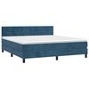 vidaXL Cama box spring colch&oacute;n y LED terciopelo azul oscuro 180x200 cm