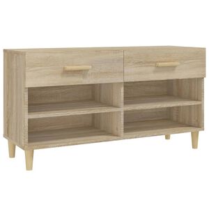 vidaXL Mueble zapatero madera contrachapada roble Sonoma 102x35x55 cm