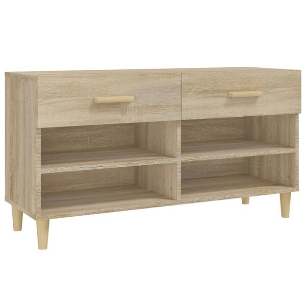 vidaXL Mueble zapatero madera contrachapada roble Sonoma 102x35x55 cm