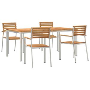 vidaXL ConjuntodeComedordeJardín 5 pcs Marrón Madera de teca maciza