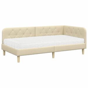vidaXL Estructura de cama en esquina Crema 90 x 190 cm tela