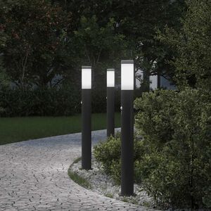 vidaXL Balizas luminosas con sensor, 3 unidades, 80 cm, acero inoxidable, IP44