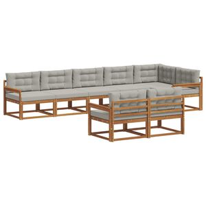 vidaXL Conjunto de sof&aacute;s de exterior 8 pcs Gris Natural y Claro