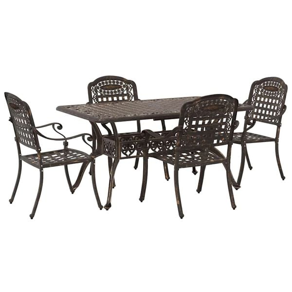 vidaXL Conjunto de Comedor de Jard&iacute;n 5 pcs Bronce Aluminio