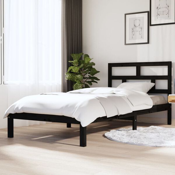 vidaXL Estructura de cama madera maciza de pino negro 100x200 cm