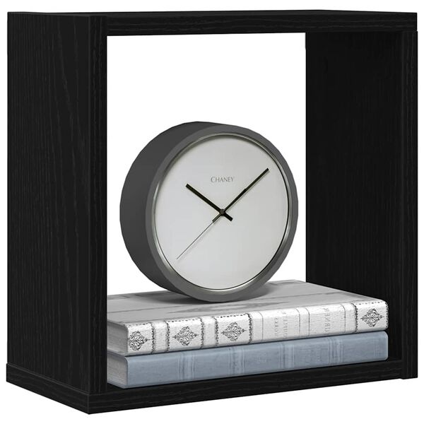 vidaXL Estantes cubo de pared 2 uds madera roble negro 30x15x30 cm