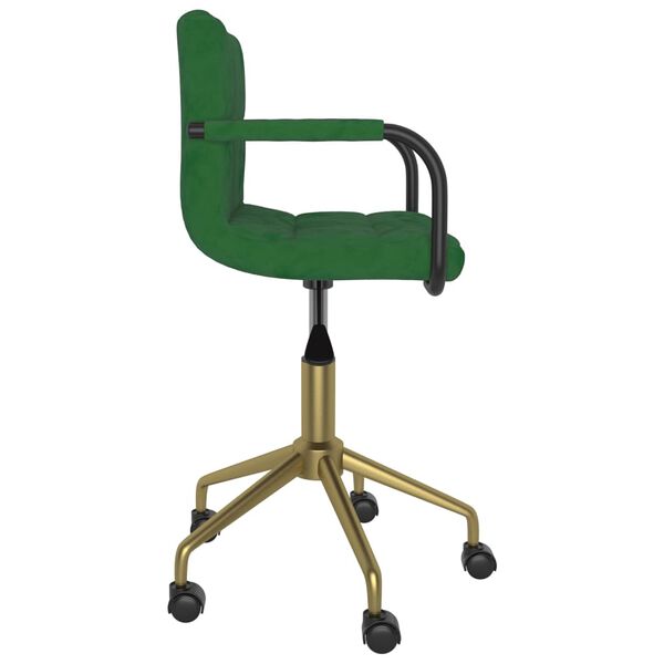 vidaXL Silla de oficina giratoria de terciopelo verde oscuro