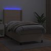 vidaXL Cama box spring colch&oacute;n LED cuero sint&eacute;tico capuchino 90x200 cm