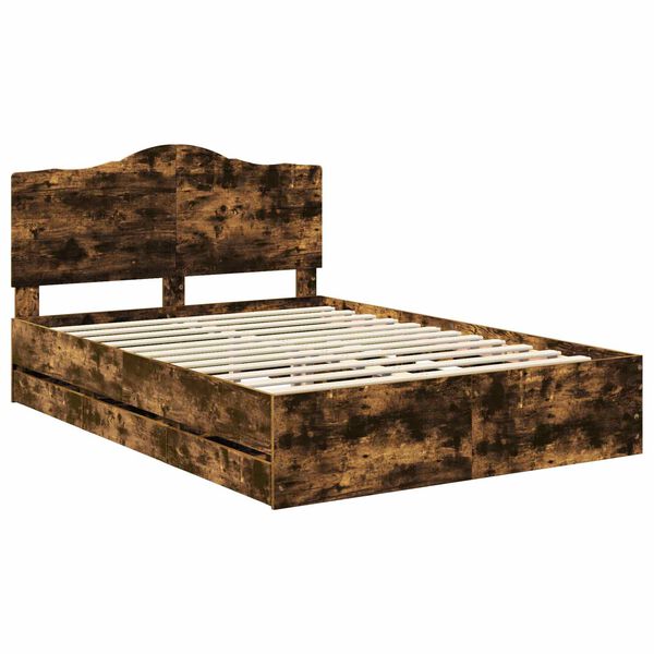 vidaXL Estructura de cama Roble ahumado 160 x 200 cm Madera Ingenieril
