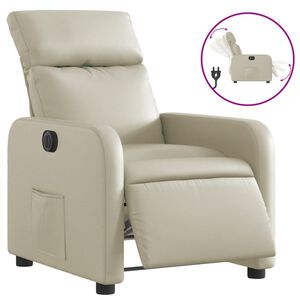 vidaXL Sill&oacute;n reclinable el&eacute;ctrico de cuero sint&eacute;tico crema