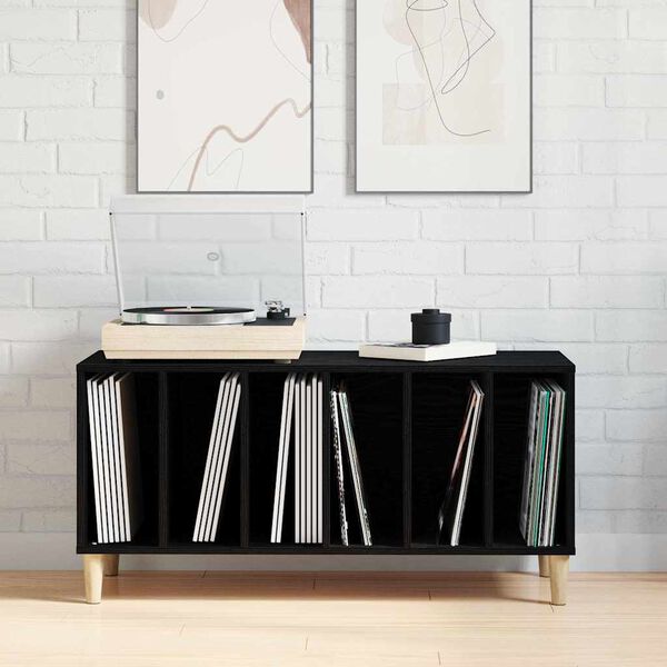 vidaXL Mueble para discos de vinilo Roble Negro 100 x 38 x 48 cm