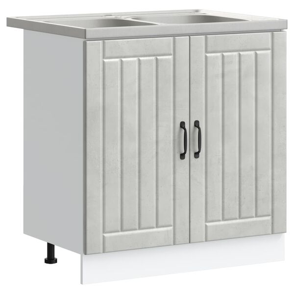 vidaXL Mueble Bajo para Fregadero con puerta Lucca 2 pcs Gris Concreto