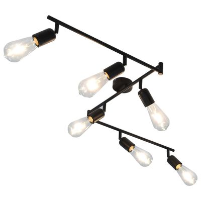 vidaXL Lámpara de focos con 6 luces negro E27 30 cm