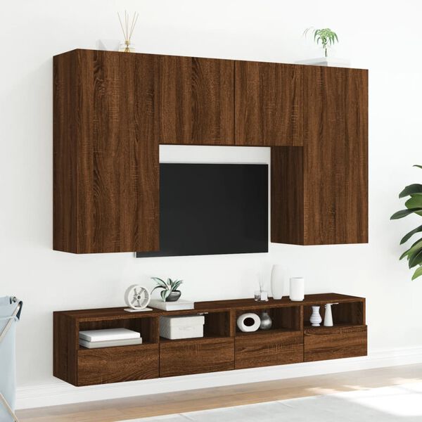 vidaXL Mueble de pared TV madera ingeniería marrón roble 100x30x30 cm