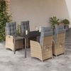 vidaXL Set comedor de jard&iacute;n 5 pzas con cojines rat&aacute;n sint&eacute;tico beige