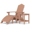 vidaXL Silla de jard&iacute;n Adirondack con reposapi&eacute;s y mesa HDPE marr&oacute;n