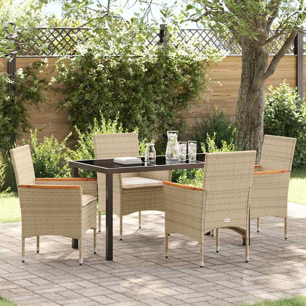 vidaXL Conjunto de Comedor de Jardín 5 pcs Beige ratán sintético
