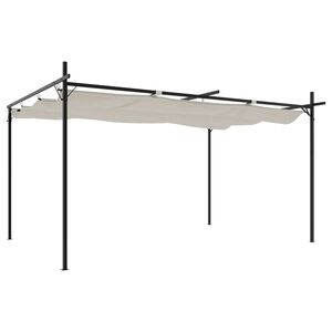 vidaXL P&eacute;rgola con cubierta retr&aacute;ctil color crema 395x292x230 cm