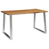vidaXL Mesa de comedor madera de acacia y acero inoxidable 140x80x75cm