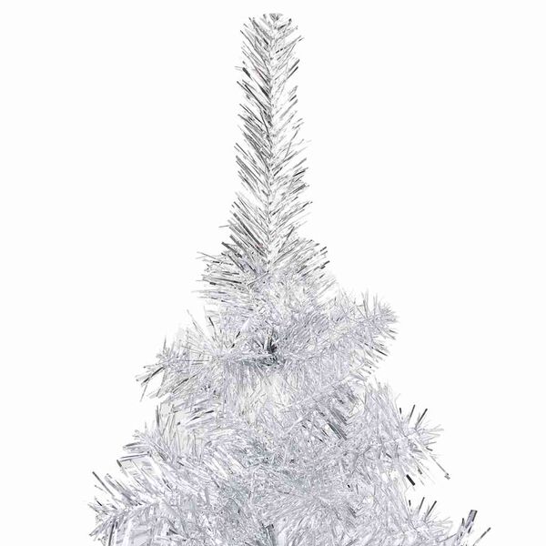vidaXL Árbol de Navidad preiluminado con luces y bolas plateado 240 cm