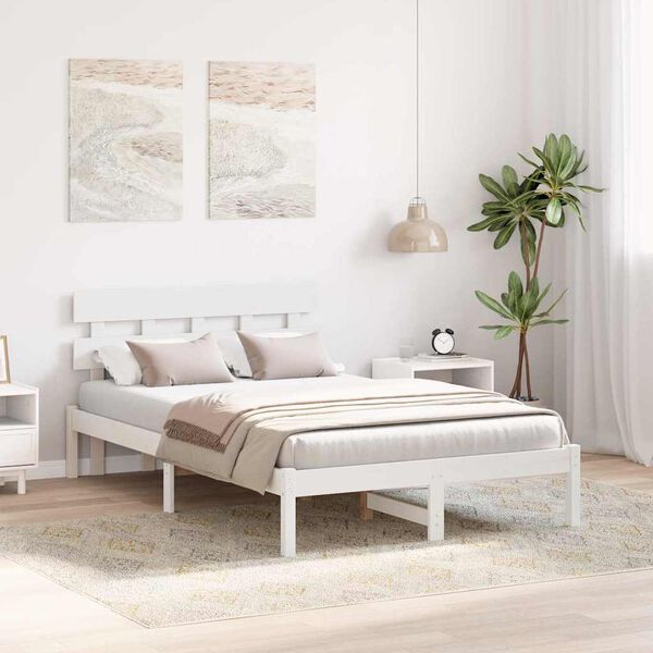 vidaXL Estructura de cama Blanco 140 x 190 cm Madera maciza de Pino