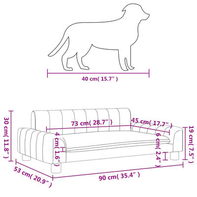 vidaXL Cama para perros de cuero sintético gris 90x53x30 cm