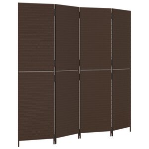 vidaXL Biombo de 4 paneles rat&aacute;n sint&eacute;tico marr&oacute;n