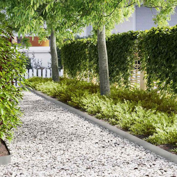 vidaXL Borde de C&eacute;sped 20 pcs Plateado 100 x 0.05 x 20 cm